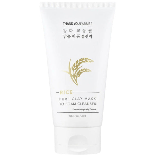 THANK YOU FARMER Rice Pure Clay Mask to Foam Cleanser