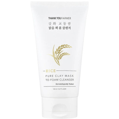 THANK YOU FARMER Rice Pure Clay Mask to Foam Cleanser