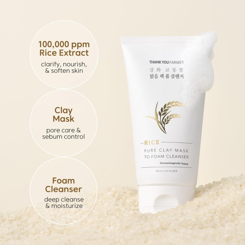 THANK YOU FARMER Rice Pure Clay Mask to Foam Cleanser - Afbeelding 3