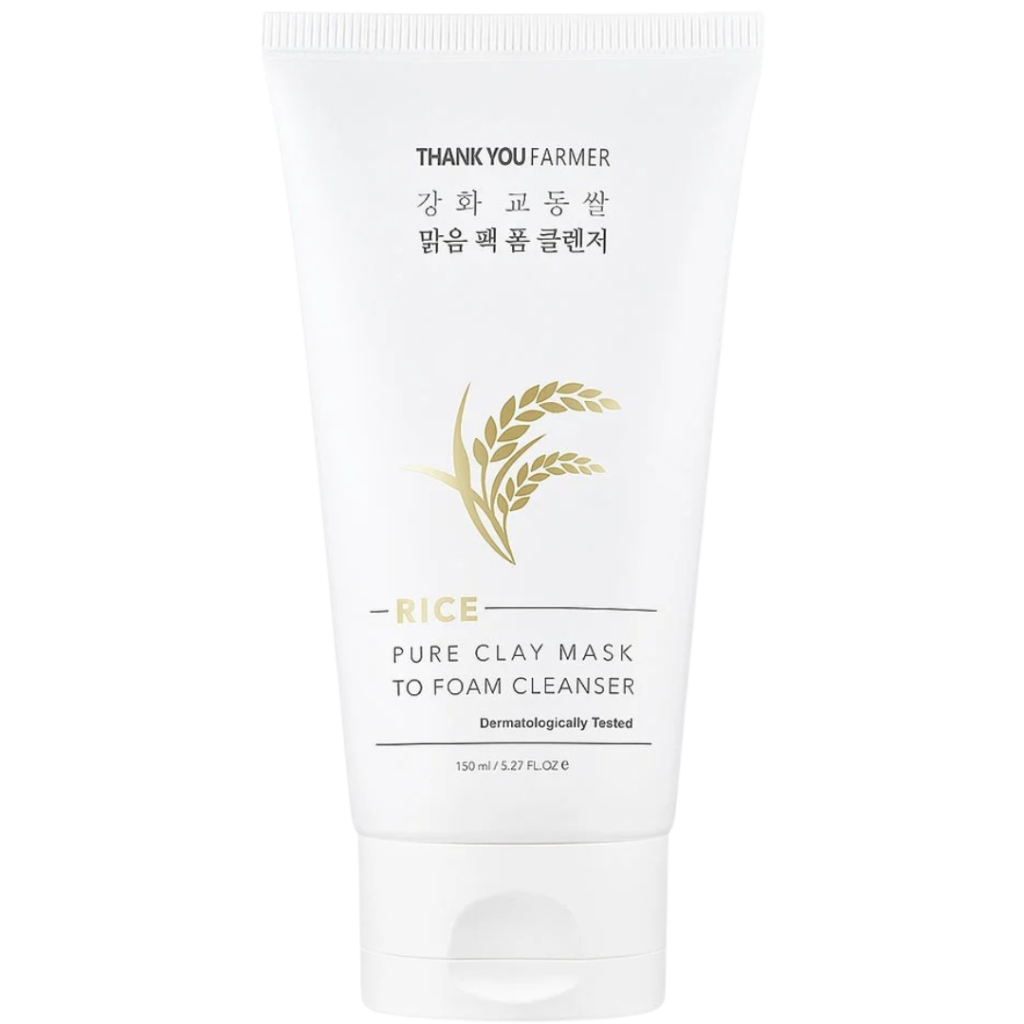 THANK YOU FARMER Rice Pure Clay Mask to Foam Cleanser